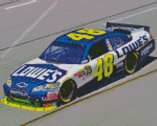 Blue And White 48 Race Car Diamond Painting