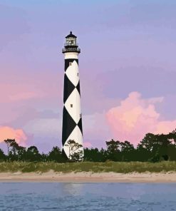 Cape Lookout Lighthouse Sunset Diamond Painting