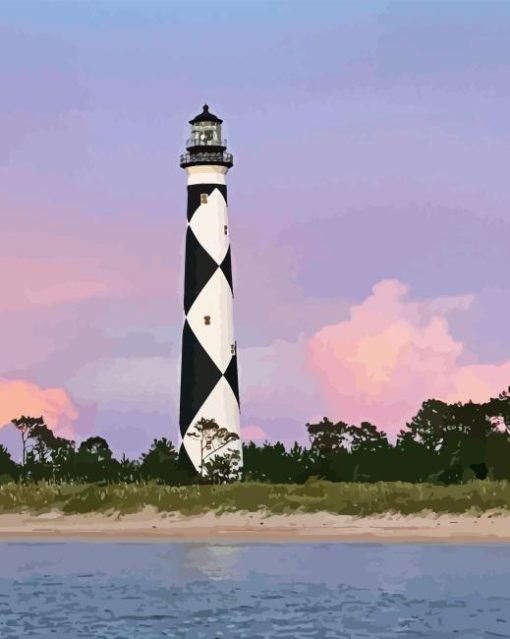 Cape Lookout Lighthouse Sunset Diamond Painting