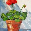 Red Geranium In Plant Pot Diamond Painting