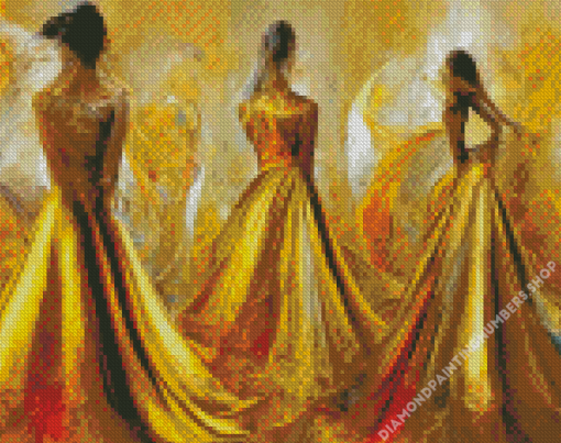 Abstract Women In Yellow Diamond Painting