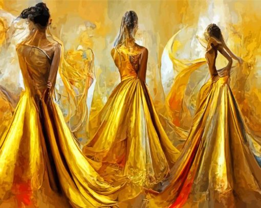 Abstract Women In Yellow Diamond Painting