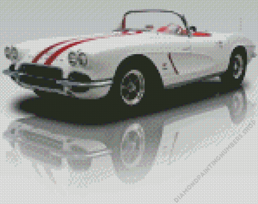 1962 Chevrolet Corvette White Car Diamond Painting