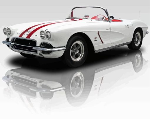 1962 Chevrolet Corvette White Car Diamond Painting