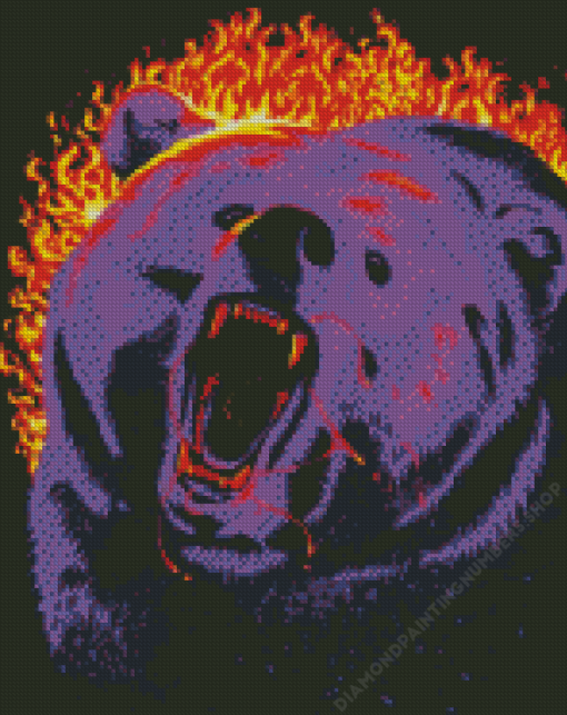 Abstract Fire Bear Diamond Painting