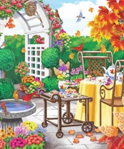 Autumn Garden Tea Date Diamond Painting