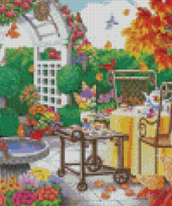 Autumn Garden Tea Date Diamond Painting