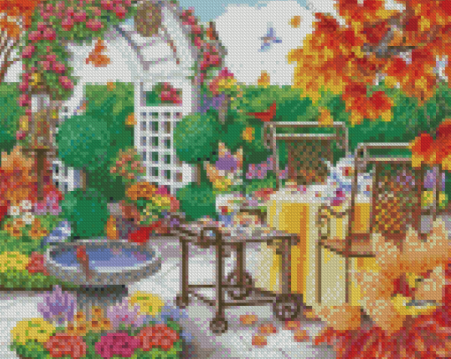 Autumn Garden Tea Date Diamond Painting