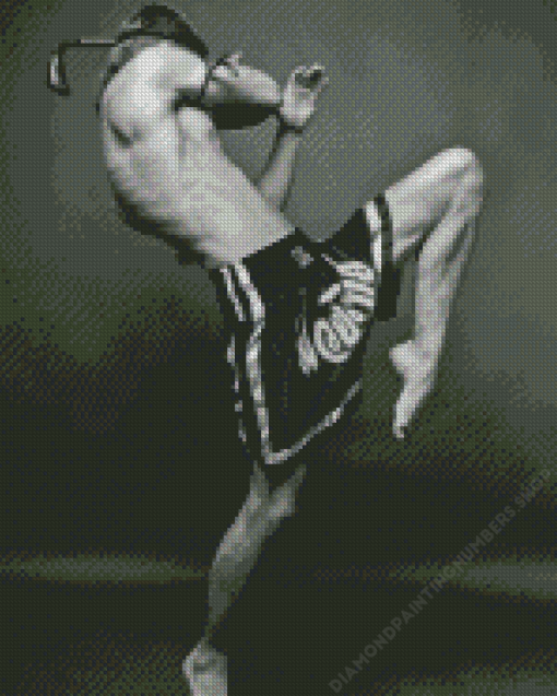 Black And White Kick Boxing Player Diamond Painting