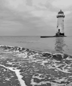 Black And White Talacre Lighthouse Diamond Painting