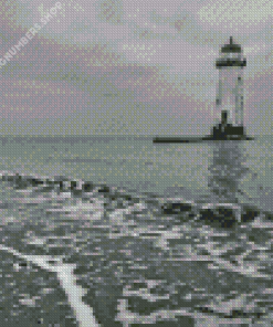 Black And White Talacre Lighthouse Diamond Painting