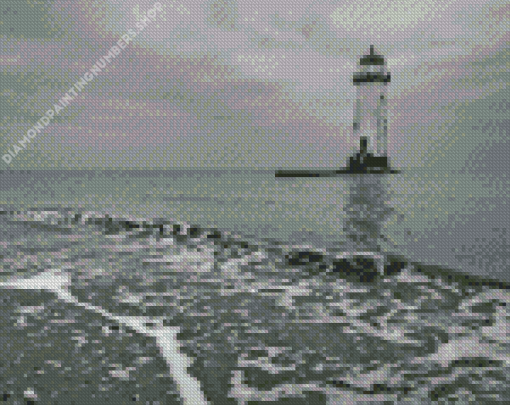 Black And White Talacre Lighthouse Diamond Painting