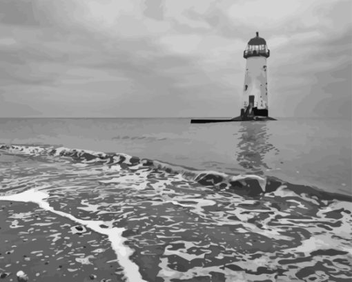 Black And White Talacre Lighthouse Diamond Painting