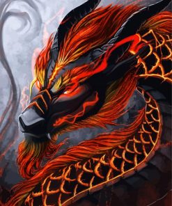 Black And Red Dragon Head Diamond Painting