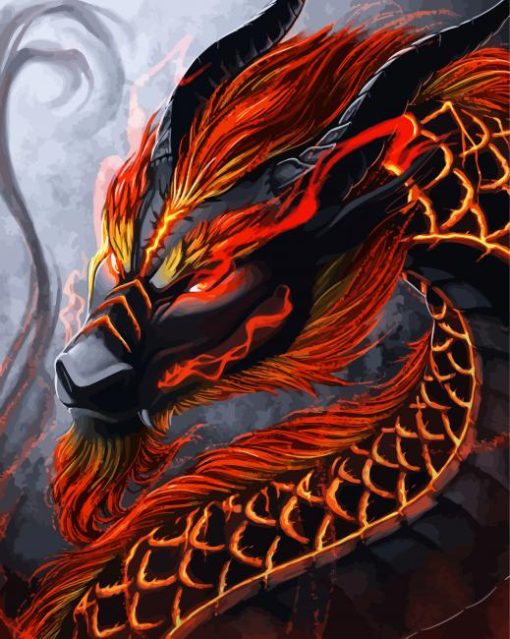 Black And Red Dragon Head Diamond Painting