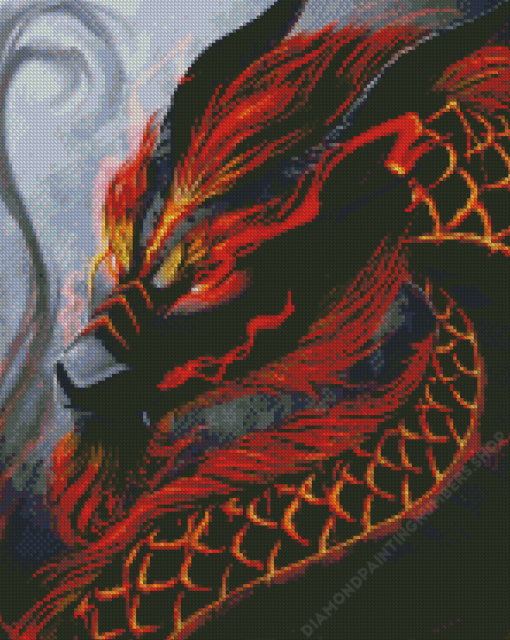 Black And Red Dragon Head Diamond Painting