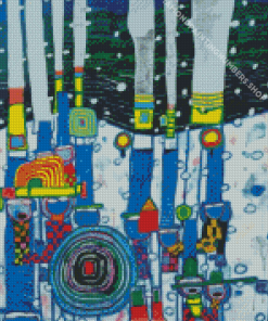 Blue Blues by Hundertwasser Diamond Painting