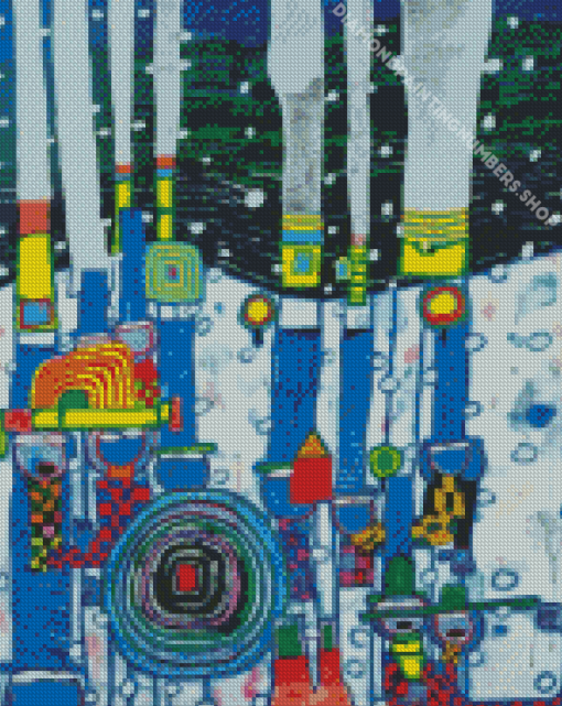 Blue Blues by Hundertwasser Diamond Painting