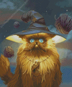 Blue Eyed Cat Witch Diamond Painting