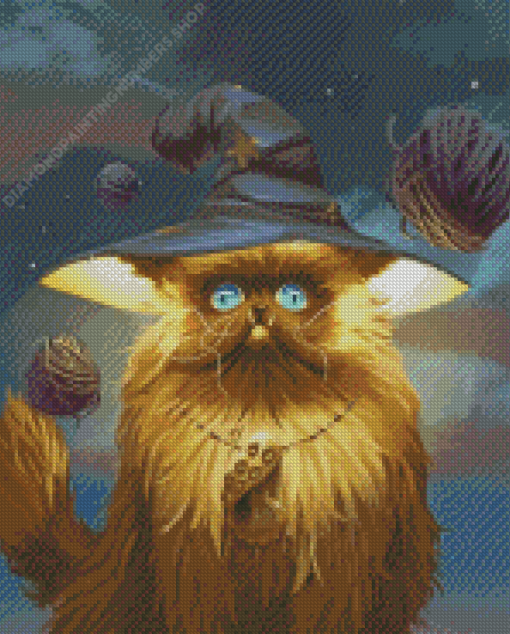 Blue Eyed Cat Witch Diamond Painting