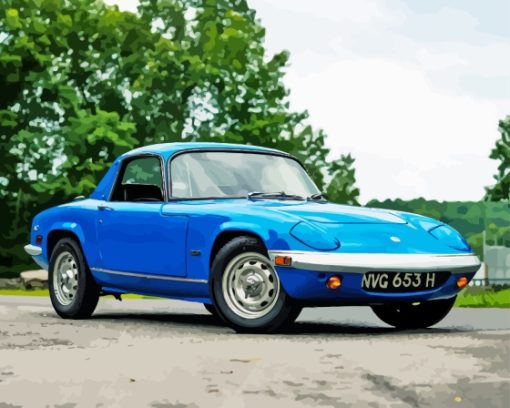 Blue Lotus Elan Car Diamond Painting