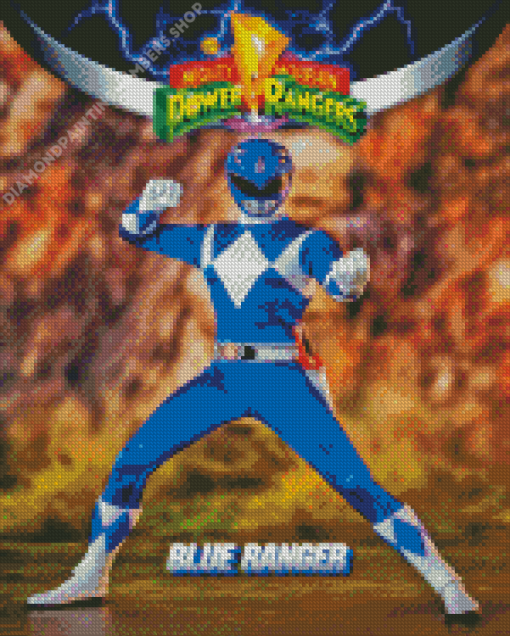 Blue Power Ranger Superhero Poster Diamond Painting