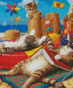 Cats By The Beach Diamond Painting