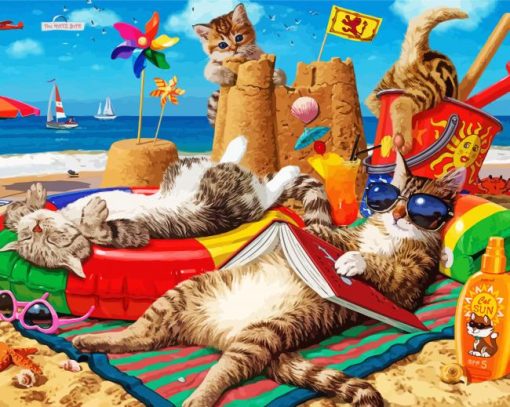 Cats By The Beach Diamond Painting