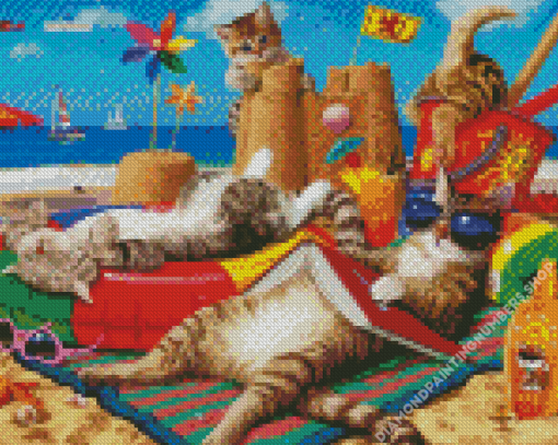 Cats By The Beach Diamond Painting