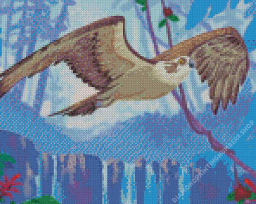 Eagle Over Waterfall Diamond Painting