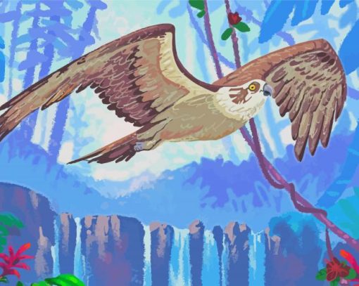 Eagle Over Waterfall Diamond Painting