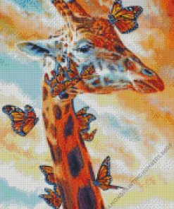 Giraffe And Monarch Diamond Painting