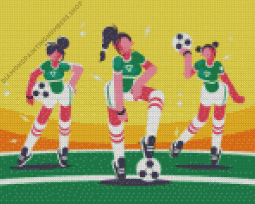 Girls Soccer Art Diamond Painting