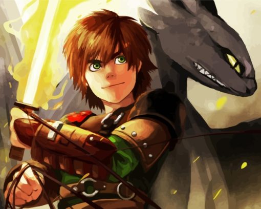 Hiccup and Dragon Animation Diamond Painting