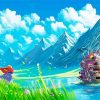 Howls Moving Castle Ghibli Landscape Diamond Painting