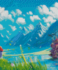 Howls Moving Castle Ghibli Landscape Diamond Painting