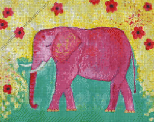 Indian Pink Elephant Art Diamond Painting