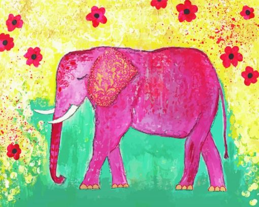 Indian Pink Elephant Art Diamond Painting