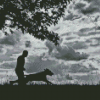 Man And Dog Silhouette Diamond Painting