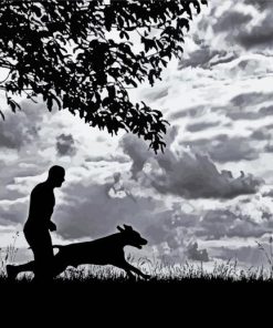 Man And Dog Silhouette Diamond Painting