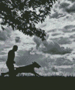 Man And Dog Silhouette Diamond Painting