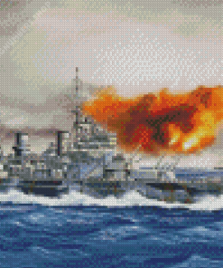 Military Warship In Sea Diamond Painting