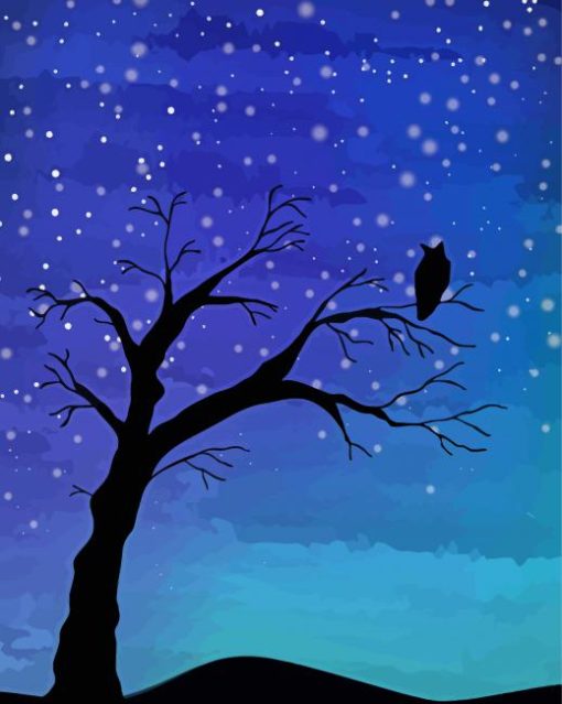 Night Tree Silhouette Diamond Painting