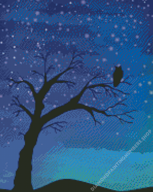 Night Tree Silhouette Diamond Painting