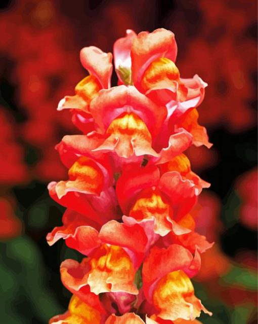 Peachy Snapdragons Diamond Painting