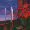 Poinsettia Flowers With Candles Diamond Painting