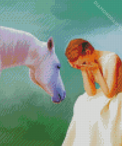 Sad Girl And Horse Diamond Painting