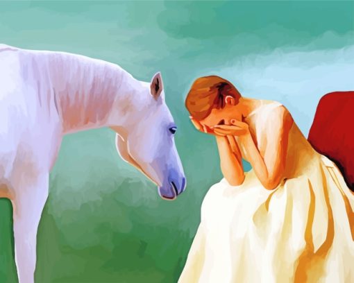 Sad Girl And Horse Diamond Painting