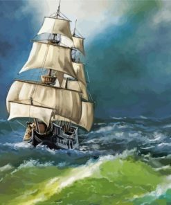 Sailing Ship In Storm Diamond Painting