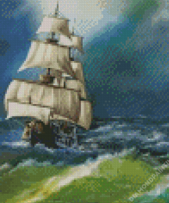 Sailing Ship In Storm Diamond Painting